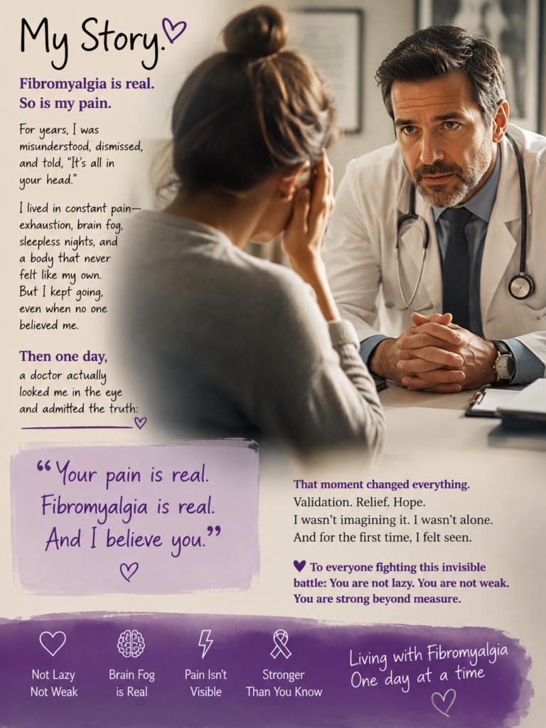 A self Story About Fibromyalgia . A doctor actually looked me in the eye and admitted the truth